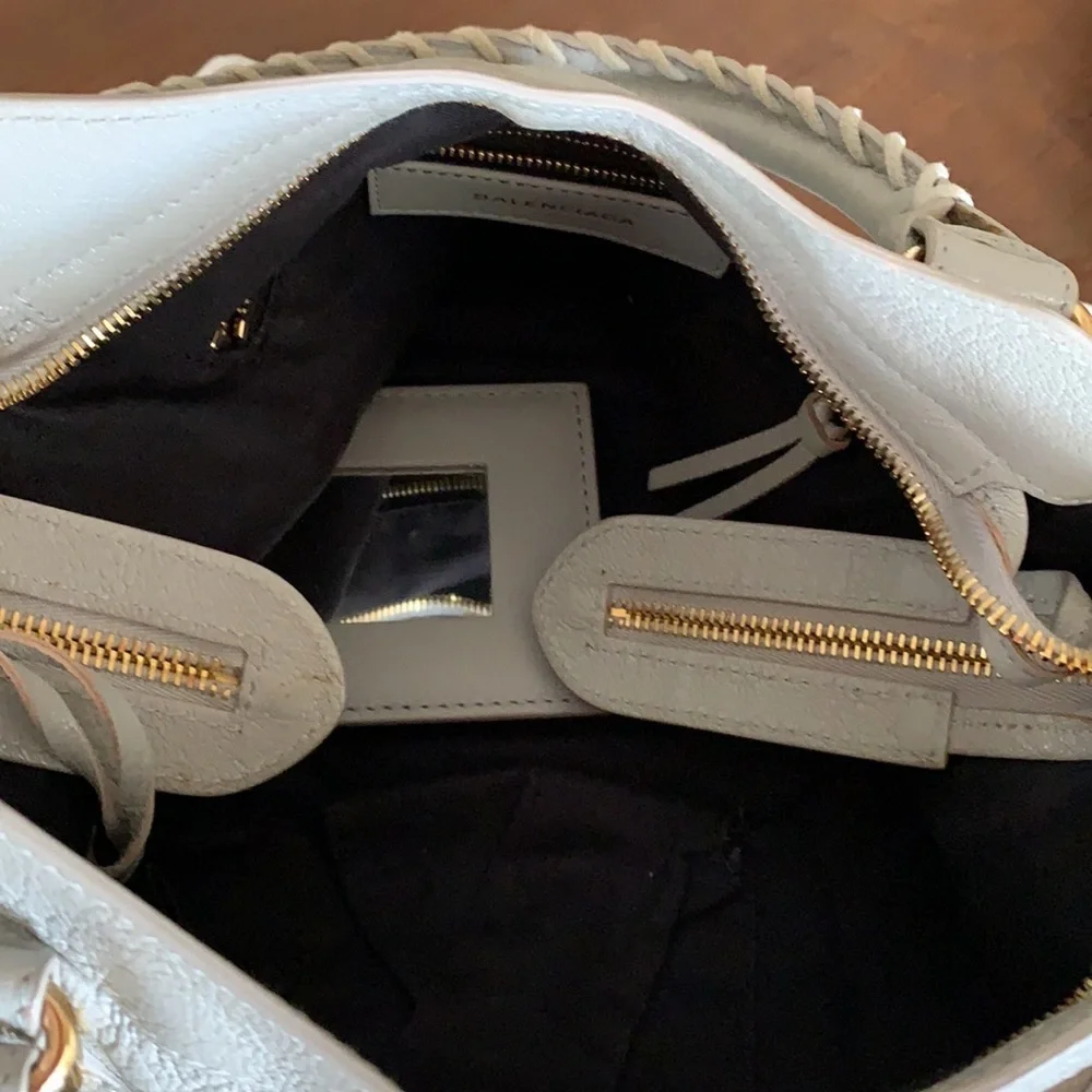 Balenciaga Gray Satchel with Gold Accents